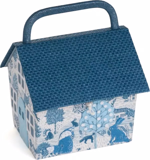Hobby Gift Sewing Box Birdhouse Grove Scenic in Blue W/D/H: 26.0 x 21.5 x 26.0 cm – 1