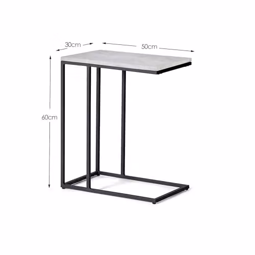 Julian Bowen Staten Concrete Effect Drinks Table in Black and Grey, W/D/H: 60.0 x 50.0 x 30.0 cm – 2