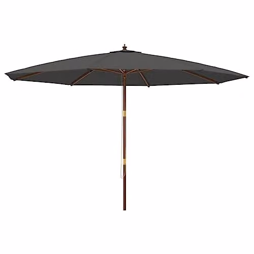 vidaXL Garden Parasol with Wooden Pole, Anthracite, W: 400 cm, D: 273 cm