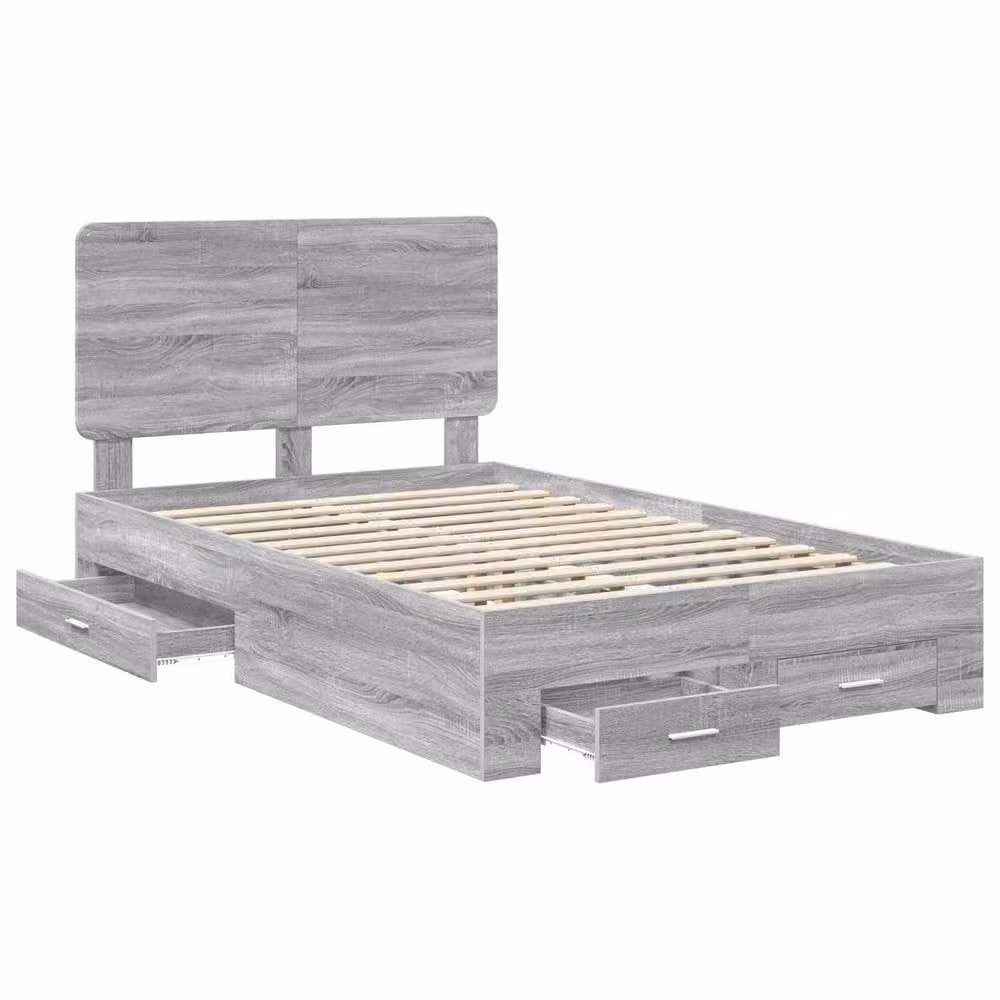 Berkfield Home Modern Bed Frame with Drawers in Grey Sonoma, W/D/H: 120 x 200 cm, Engineered Wood – 2