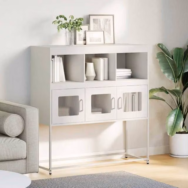 Berkfield Home White Metal Sideboard W/D/H: 100.5 x 39 x 107 cm – 1