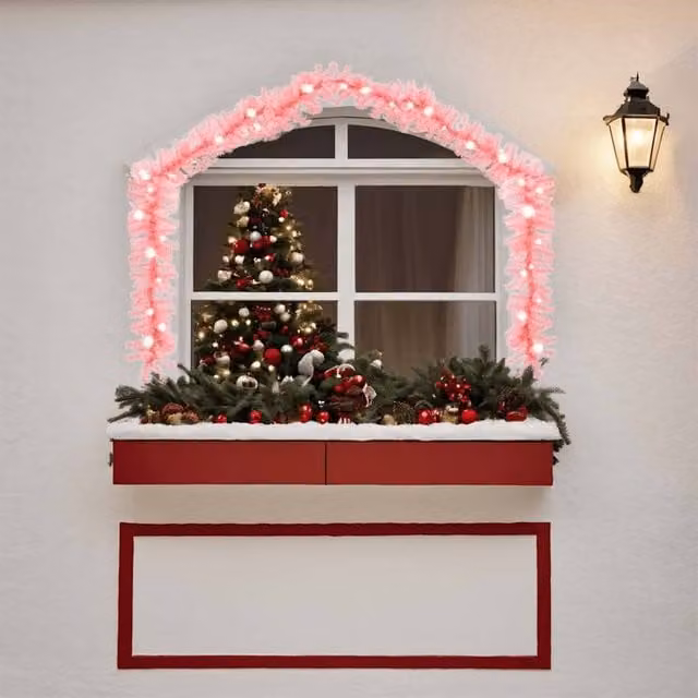 Berkfield Home Christmas Garland with LED Lights, Pink – 1