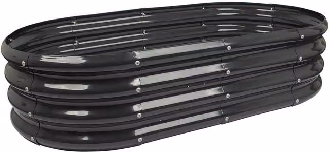 Harbour Housewares Rounded Galvanised Steel Raised Garden Bed in Black, W: 120 cm, D: 60 cm