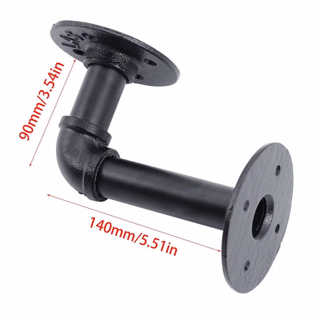 PAWNORA Matt Black Iron Pipe Shelf Bracket, W/D/H: 14.0 x 9.0 x 90 x 140 mm – 2