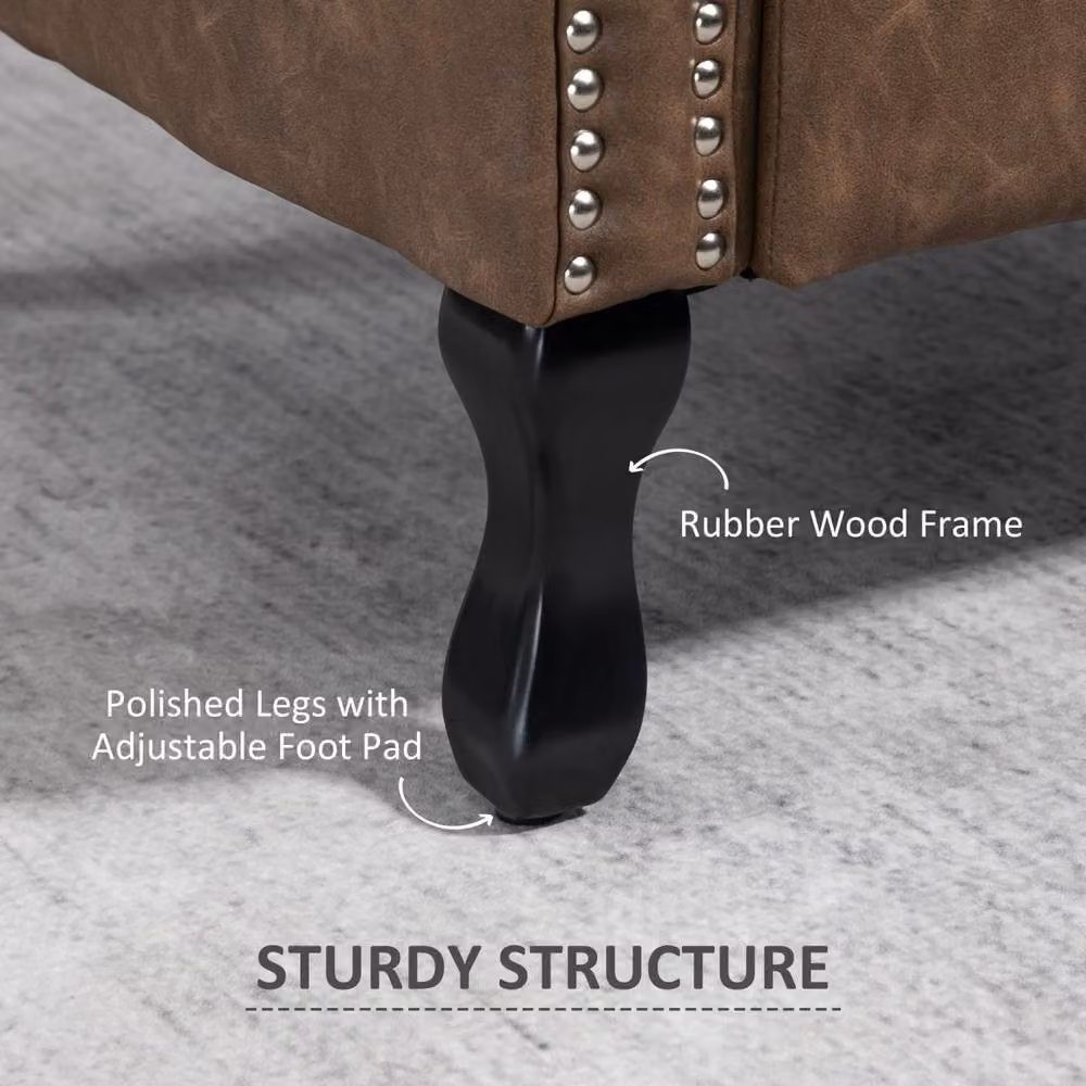 Wyld Haus Selato Brown Chesterfield Style Wingback Accent Chair in Faux Leather – 5