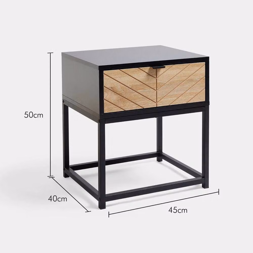 VonHaus Modern Geometric Side Table in Black and Wood Effect – 2
