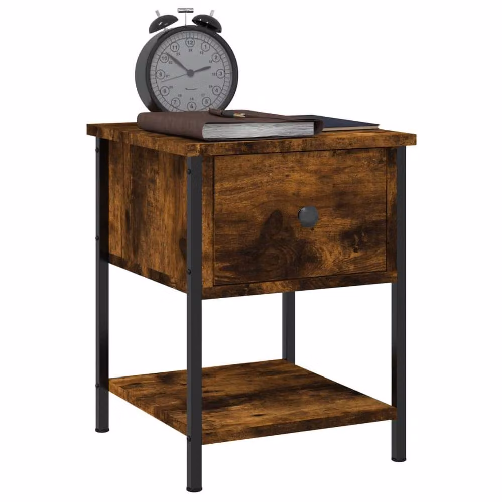 Berkfield Home Set of 2 Bedside Tables in Smoked Oak Brown, W/D/H: 34 x 35.5 x 45 cm – 4