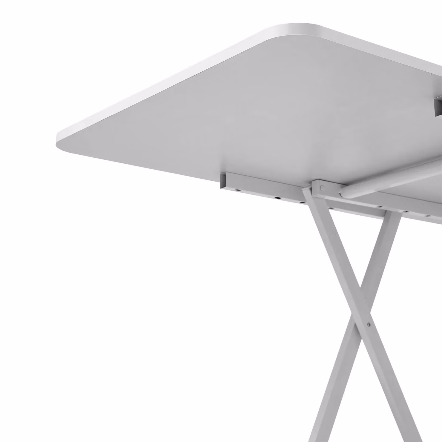 Living and Home White Foldable Rectangular Dining Table with X-Frame Metal Legs – 3