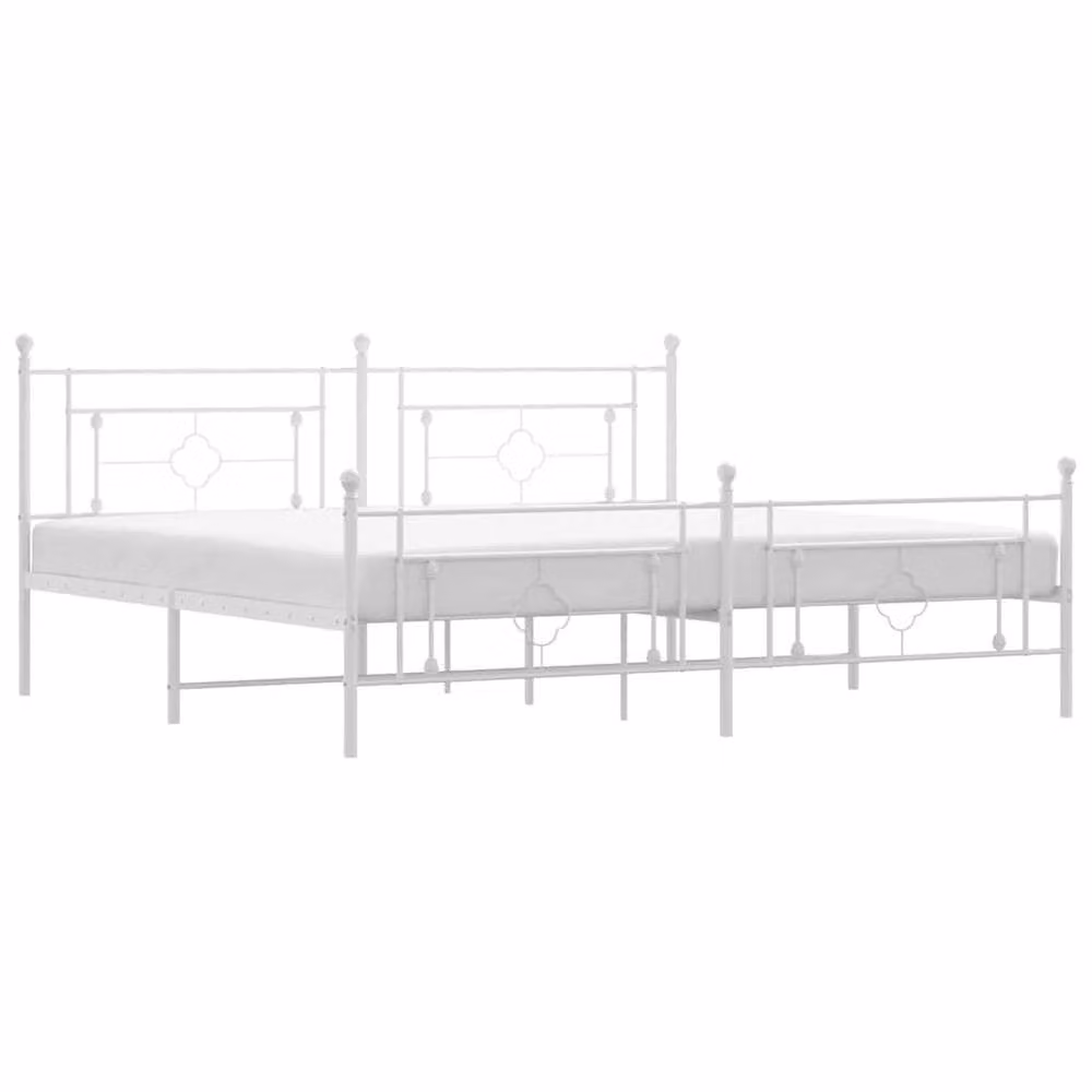 Berkfield Home Metal Bed Frame with Footboard in White W/D/H: 198 x 207 x 97 cm – 2