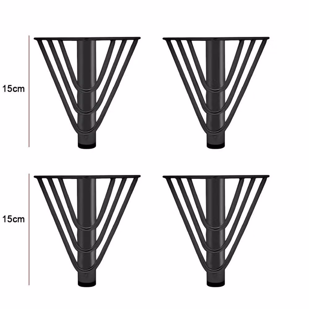 VOGREX Black Metal Hairpin Furniture Legs for Chairs, Cabinets, Beds and Sofas, Height: 15 cm (Set of 4) – 2