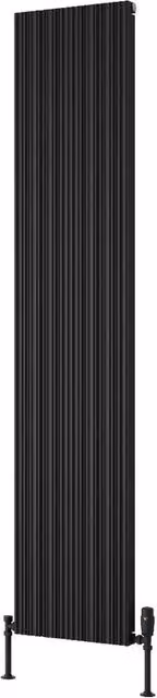 Bathroom Kingdom Melvin Black Designer Flat Panel Vertical Aluminium Radiator H 180 cm x W 36 cm
