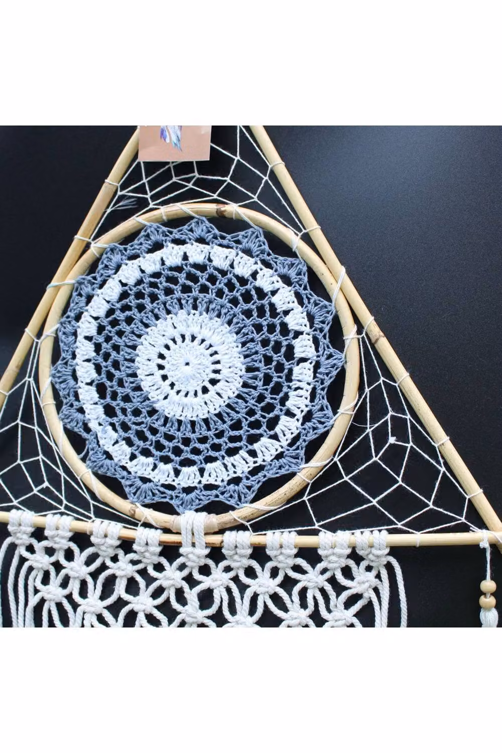 KDMD Large Macrame Dream Catcher with Evil Eye in White and Grey – 2
