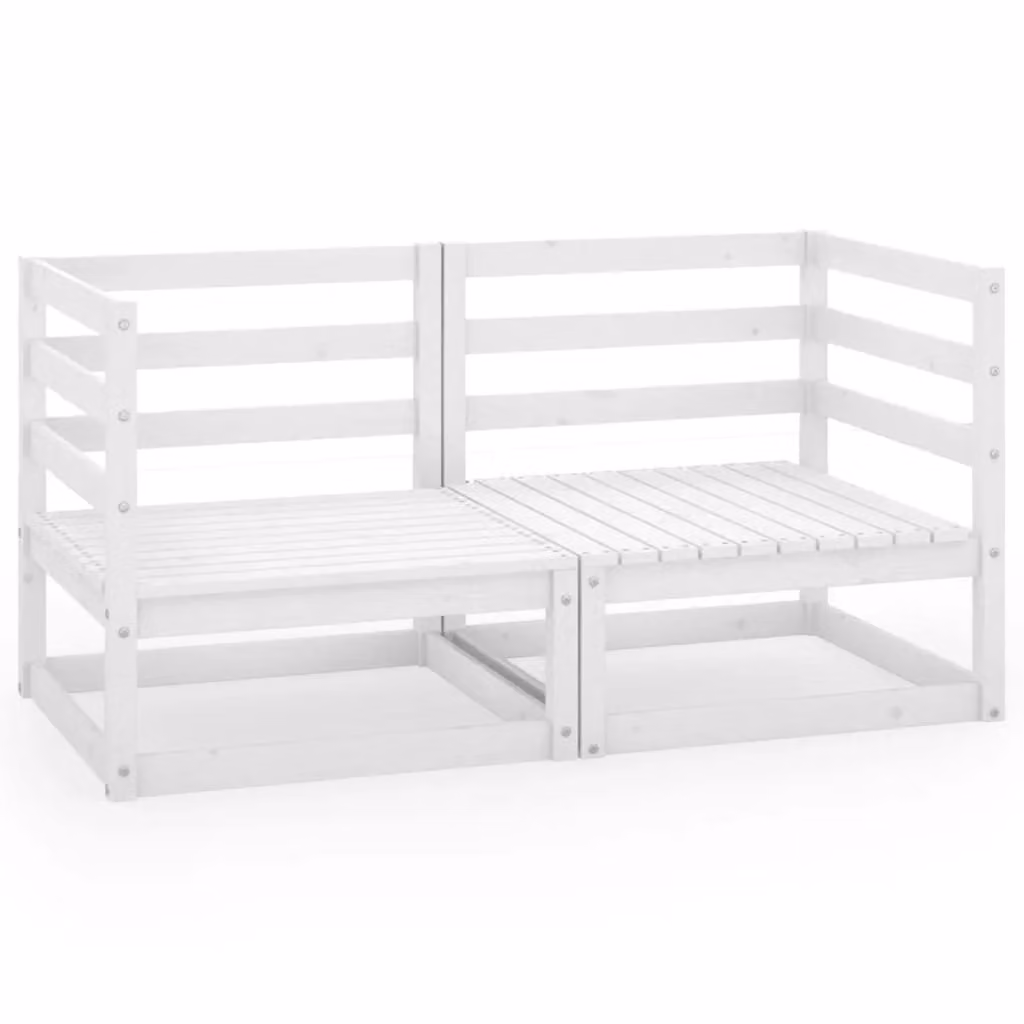 Berkfield Home Garden 2-Seater White Solid Pinewood Sofa – 2