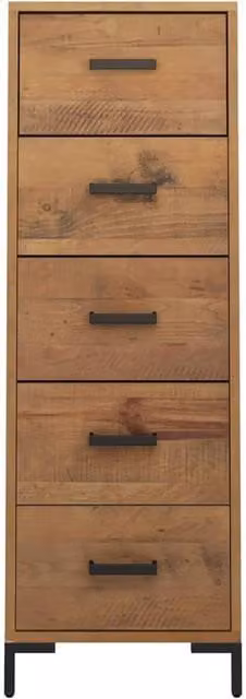 Berkfield Home Decorative Chest of Drawers in Brown Solid Pinewood, W/D/H: 42 x 35 x 110 cm