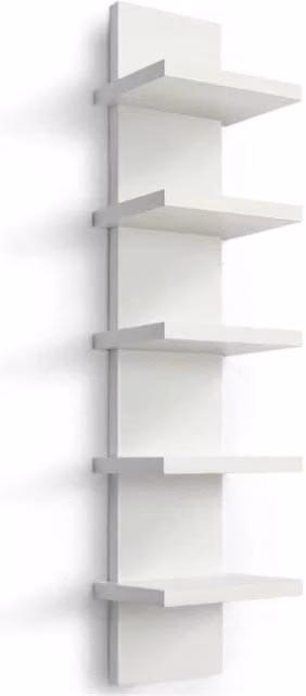 VOGREX 5-Tier Vertical Floating Wall Shelf Unit in White Matt MDF – 1