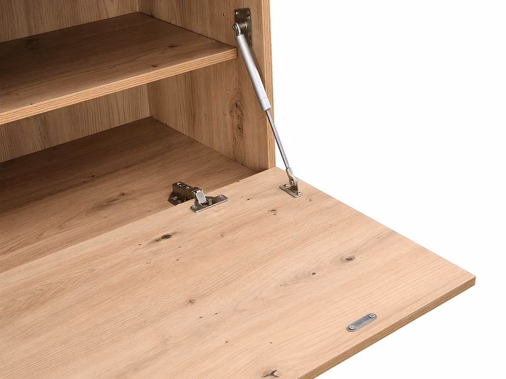 Vente-unique Secretary Desk with 2 Doors and 3 Drawers in Light Oak MDF and Metal – 3