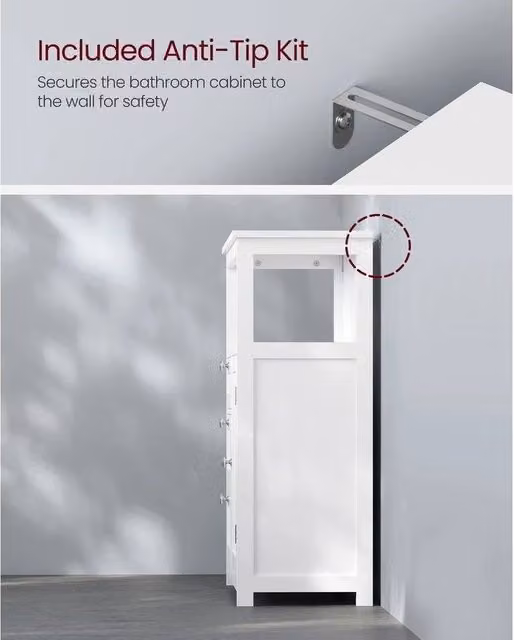 VOGREX Cloud White Freestanding Storage Cabinet with 3 Drawers