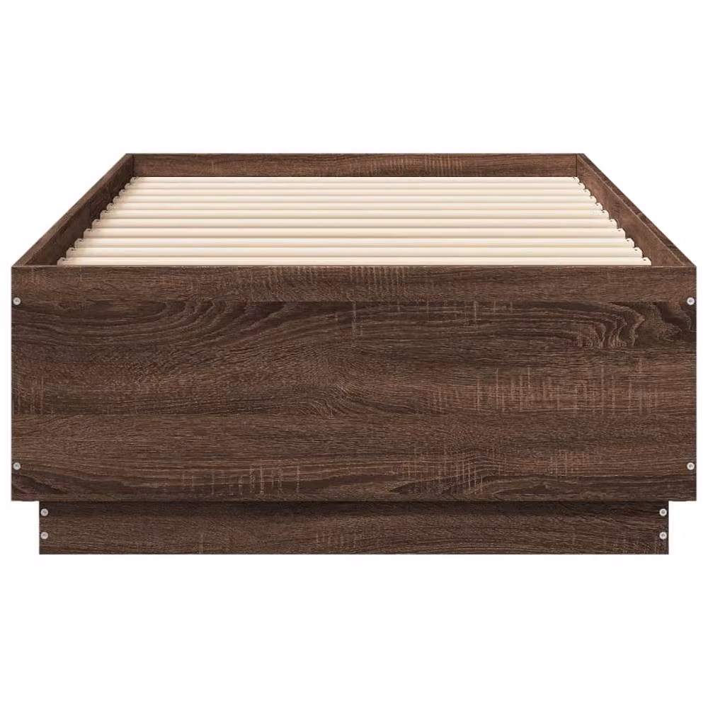 Berkfield Home Single Bed Frame with Under-Bed LED Lighting in Brown Oak, W/D/H: 90 x 193 x 40 cm – 5