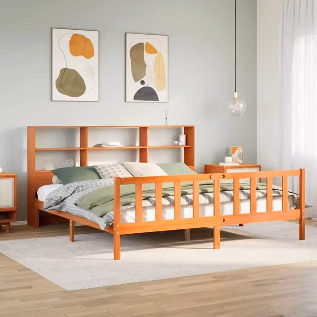 Berkfield Home Smoked Oak Solid Wood Bed Frame in Brown, W: 75 cm, L: 190 cm