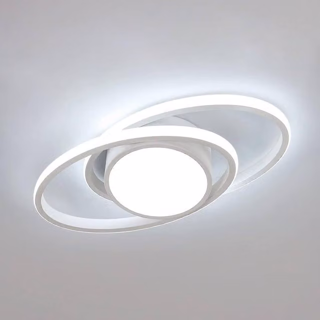 Pheashine Modern White Double-Ring LED Ceiling Light, 39W, 6500K, Diameter: 38.5 cm