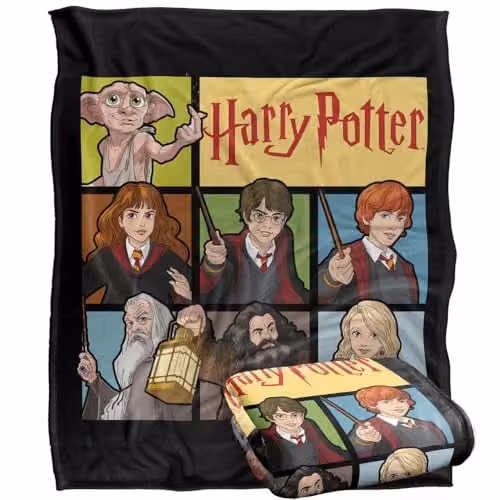 Warner Bros. Harry Potter Heroes of Hogwarts Super Soft Silky Touch Fleece Throw Blanket, Multicolour, W: 127.0 cm, D: 152.4 cm, H: 152.4 cm – 1