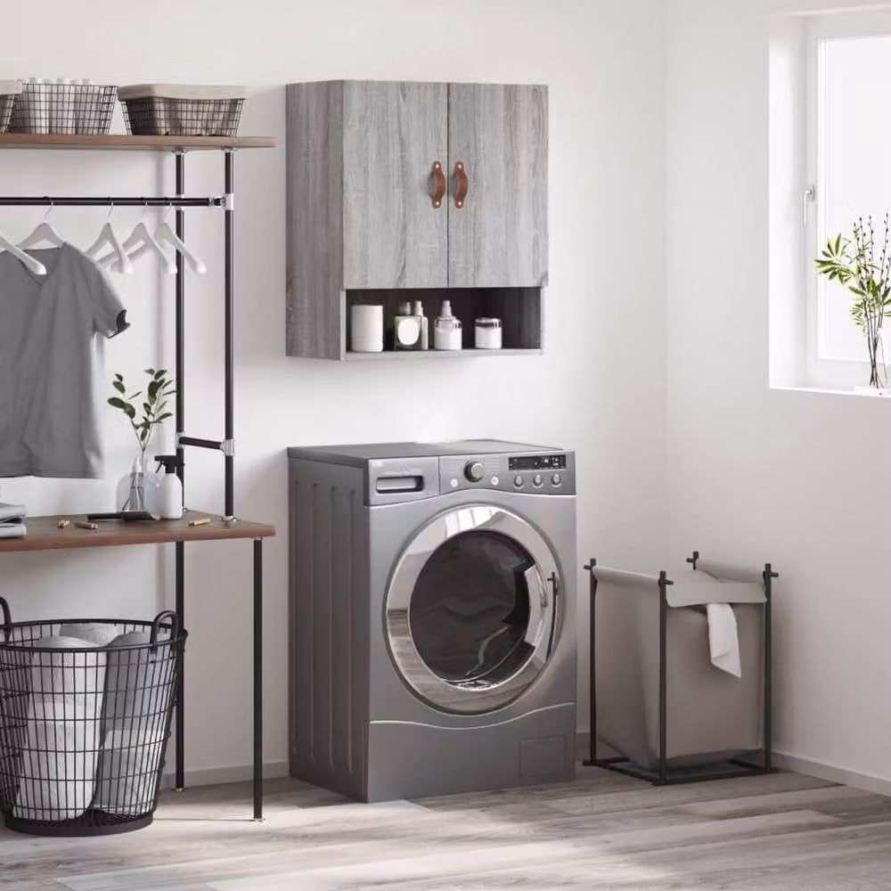 Berkfield Home Wall Mounted Cabinet in Grey Sonoma, W/D/H: 60 x 31 x 70 cm – 2
