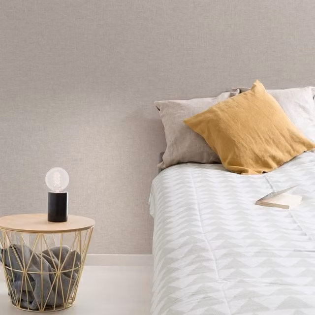 Grandeco Plain Minimalist Textured Wallpaper in Orange and Beige