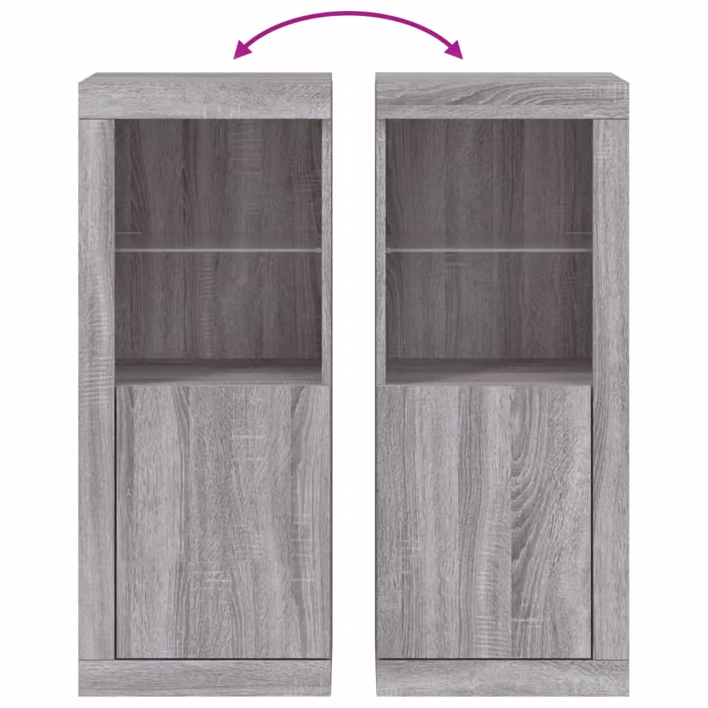 Berkfield Home Modern Grey Sideboard with Integrated LED Lighting W: 41 cm, D: 37 cm, H: 100 cm – 4