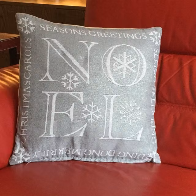 Luxury Living Noel Christmas Decorative Silver Velvet Cushion with Hollow Fibre Pad, W/D/H: 45 x 45 x 45 cm