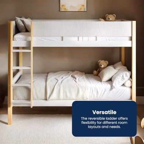 Flair Mateo Detachable Ribbed Bunk Bed in White and Oak for Children, W/D/H: 90 x 190 x 155 cm – 4