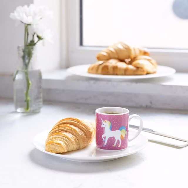Kitchencraft Set of 6 Blue Unicorn Porcelain Espresso Cups