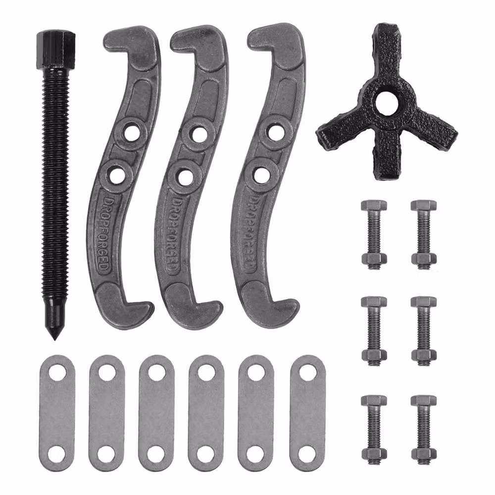 VOGREX 3-Piece Reversible Gear Puller Set with 3-Leg Hub Bearing Tool in Silver and Black – 3