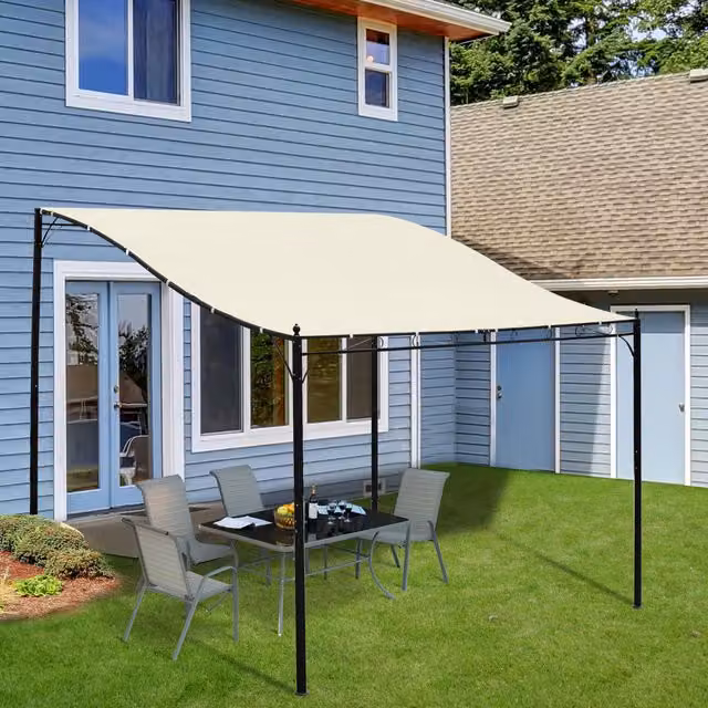 Outsunny Wall-Mounted Metal Gazebo Awning in White