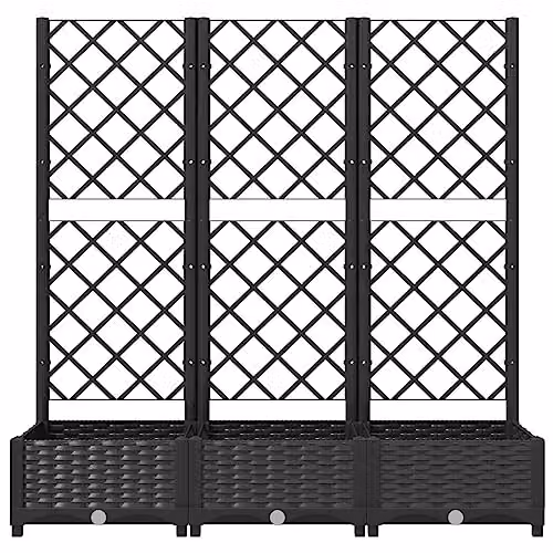 vidaXL Black Plastic Garden Planter Tub W/D/H: 120 x 40 x 121.5 cm – 4