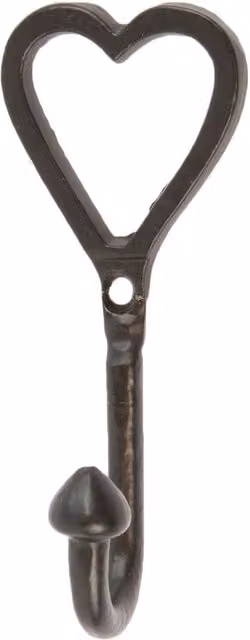 Hammer and Tongs Matt Black Iron Single Heart Hook