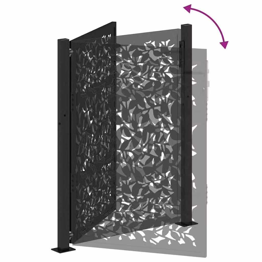 Berkfield Black Steel Garden Gate with Leaf Design, W: 105 cm, H: 130 cm – 5