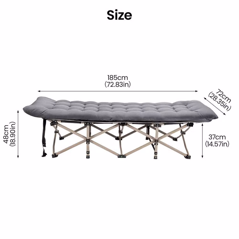 FLAVORA Portable Folding Bed for Adults in Grey, W: 100 cm, D: 60 cm – 2