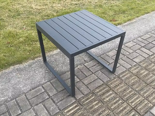 Fimous Aluminium Outdoor Garden Side Table in Dark Grey, W/D/H: 59 x 68 x 68 cm