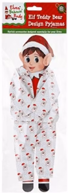 KDMD Elf Bear Design Pyjamas 3 Pack in White for Adults