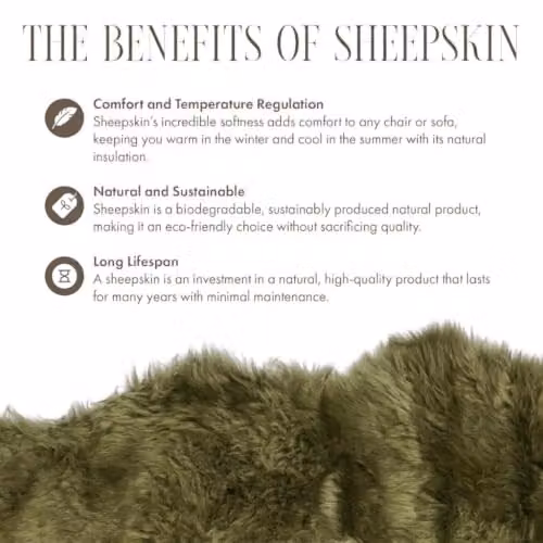 Infinity Leather Natural Wool Sheepskin Rug, Green, W: 180 cm, D: 60 cm – 5