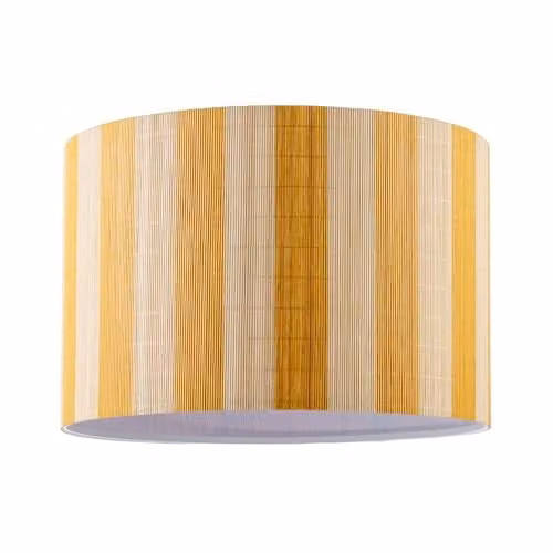 Happy Homewares Shabby Chic Bamboo Cylinder Drum Lamp Shade in Brown, Yellow and White, W/H: 18 x 25 cm