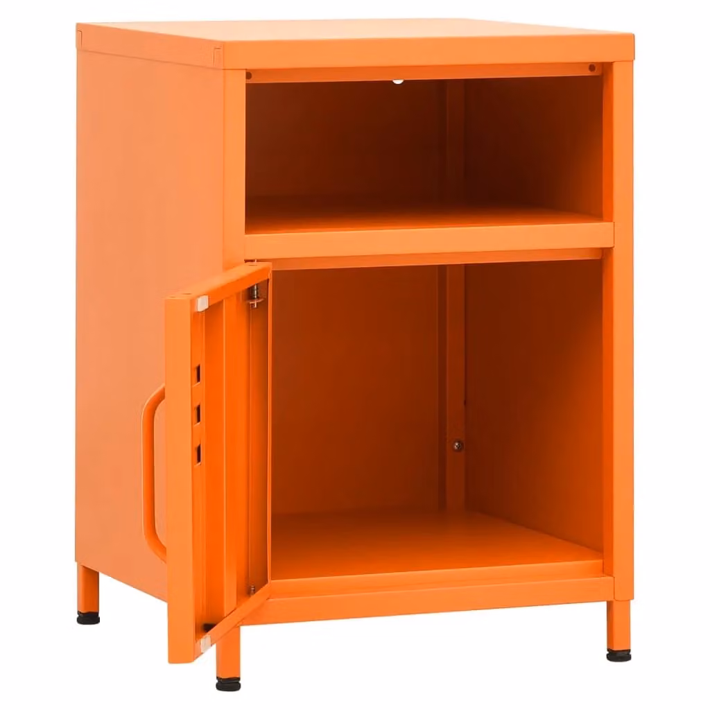 Berkfield Home Set of 2 Modern Orange Metal Nightstands, W/D/H: 35 x 35 x 51 cm – 2