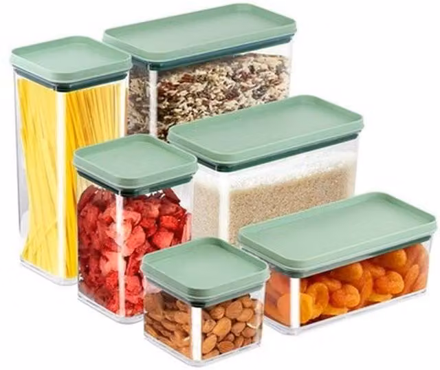 NESTLUNE Set of 6 Stackable Airtight and Leakproof Plastic Food Storage Containers in Transparent – 1