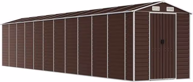 Berkfield Home Brown Galvanised Steel Garden Shed W/D/H: 191 x 980 x 198 cm – 1