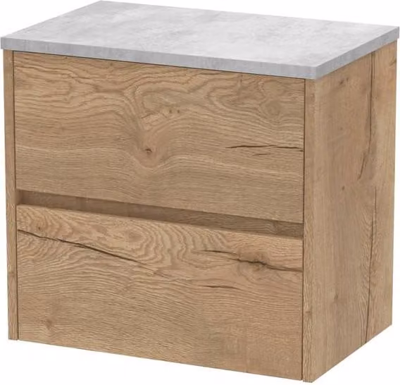 Balterley Chartley Contemporary 2 Drawer Wall Hung Vanity Unit, Brown, Width: 60 cm