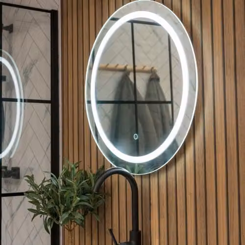 ValueLights Round LED Bathroom Mirror in Silver with Touch Control and Demister, IP44 Rated, Diameter: 60 cm – 1