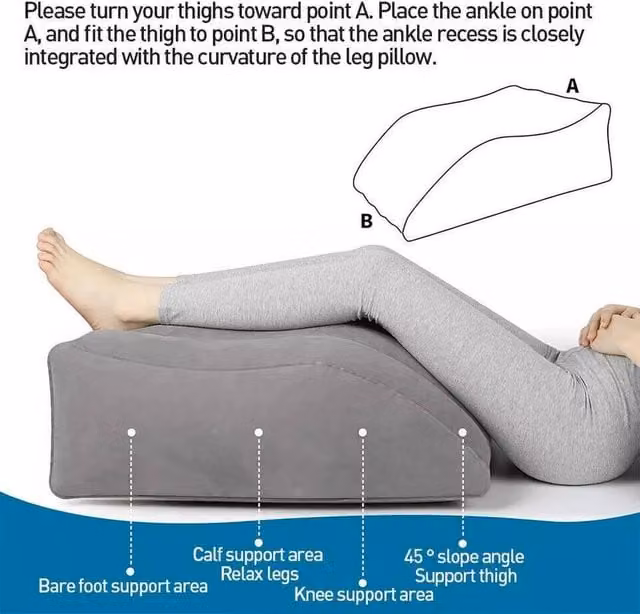 EONLION Grey Soft Wedge Pillow for Leg and Foot Elevation to Relieve Back Pain