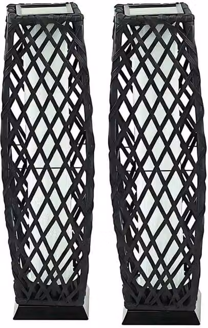 Havendro 2-Pack Solar Rattan Lanterns in Black with Warm White Light and Dusk Sensor, IP44 Rated – 1