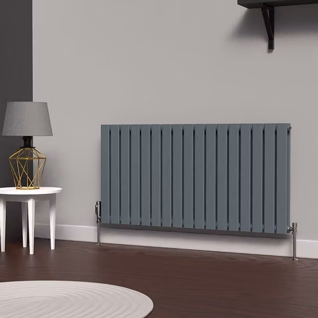 Lux Heat Flat Horizontal Double Steel Radiator in Grey, W: 119 cm, H: 60 cm