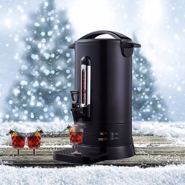 AREBOS Black Water Boiler and Hot Drink Dispenser with Stainless Steel Finish